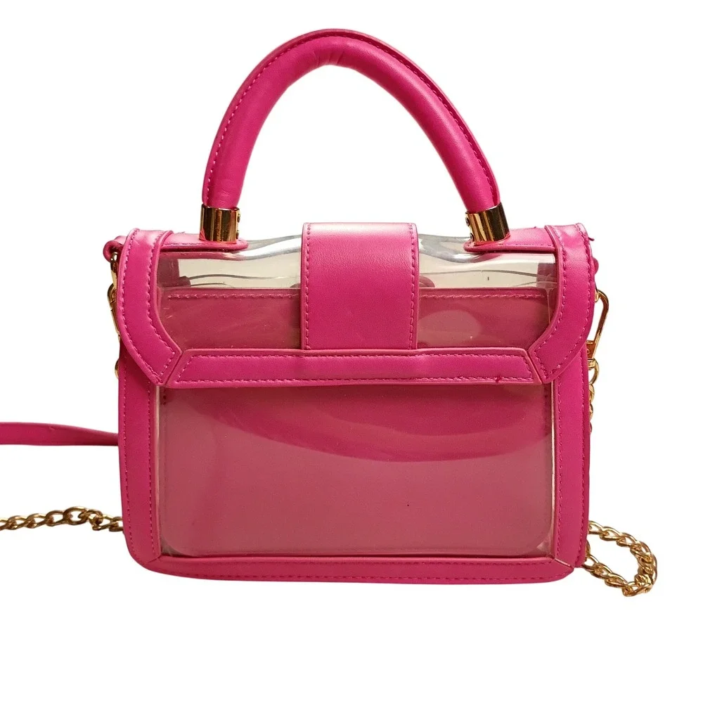 MMS Clear Satchel Bag Womens Small Hot Pink Crossbody Stadium Approved